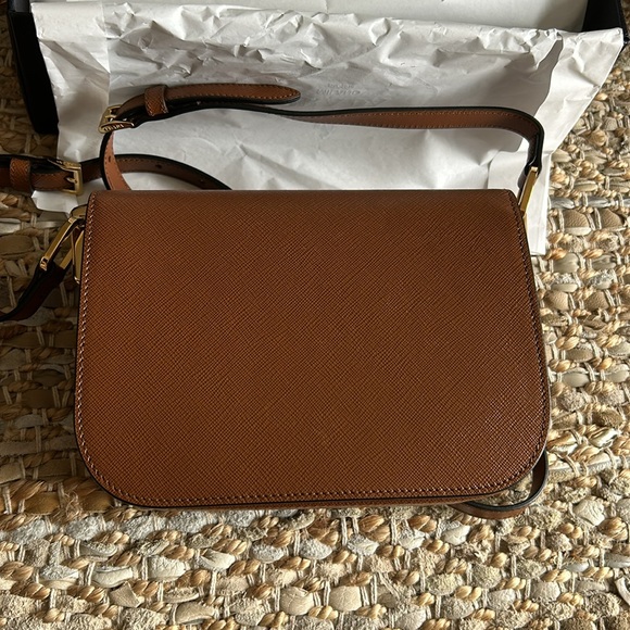 prada "embleme flap" small saffiano COGNAC purse BRAND NEWWW - Picture 8 of 17